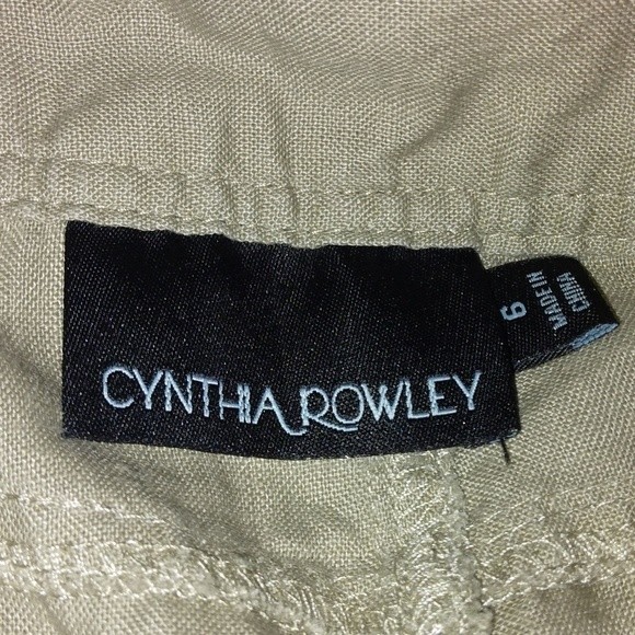 Cynthia Rowley Linen botton front pants size 6 tan khaki - Picture 4 of 5